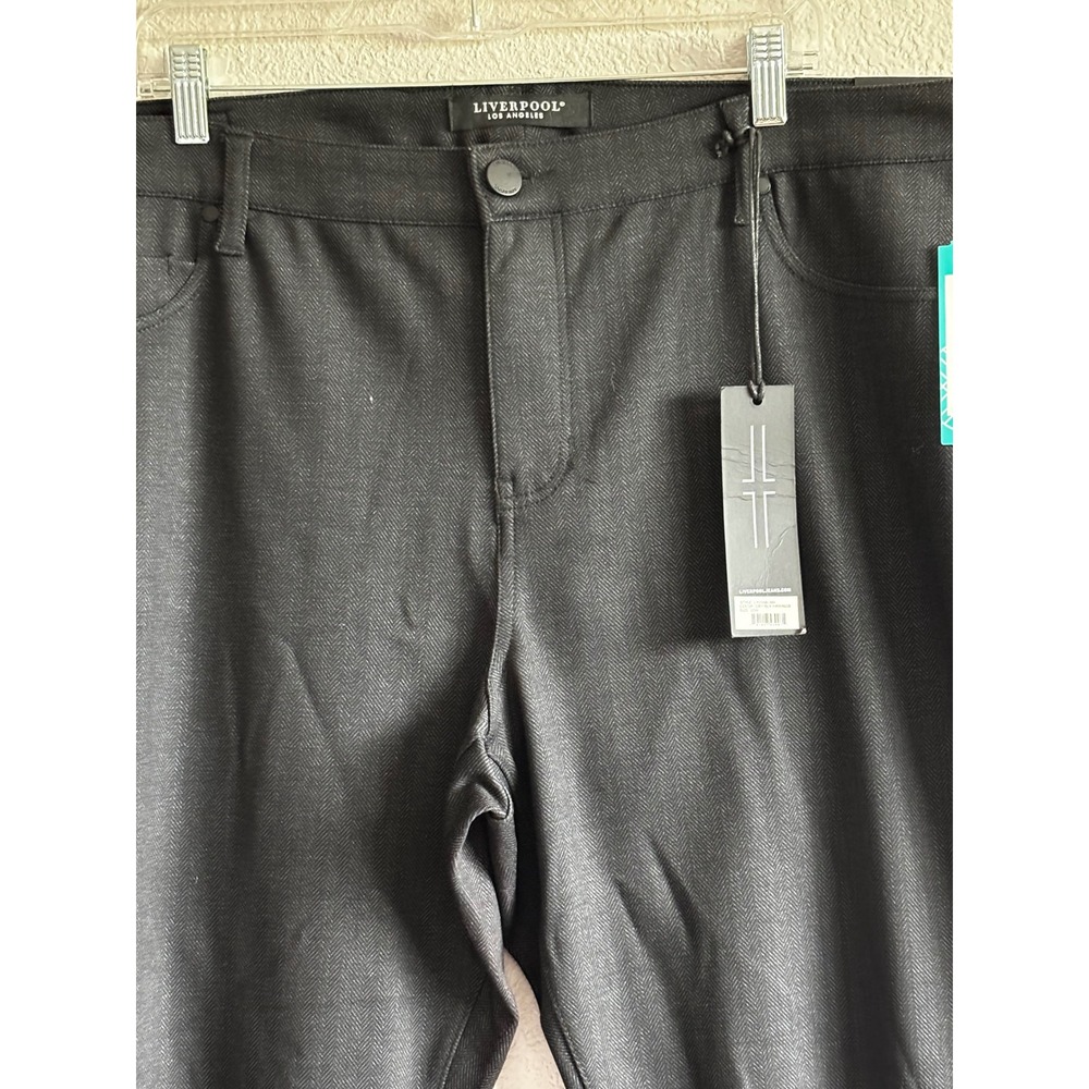 Liverpool Los Angeles Madonna Slim Pant 20W Grey Black Herringbone LY2566CM4 NEW